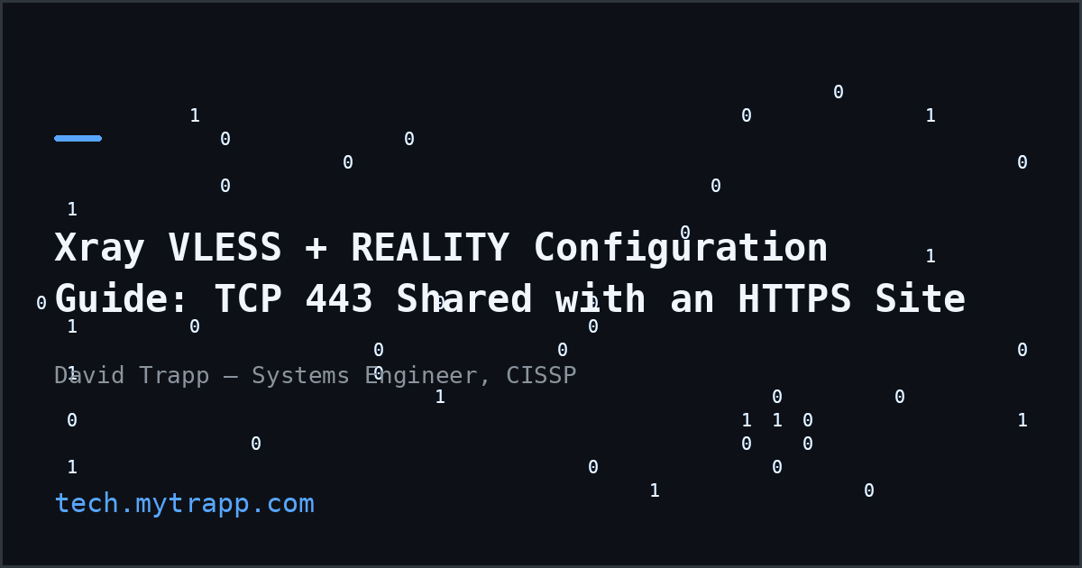 tech.mytrapp.com: Xray VLESS + REALITY Configuration Guide, TCP 443 shared with an HTTPS site